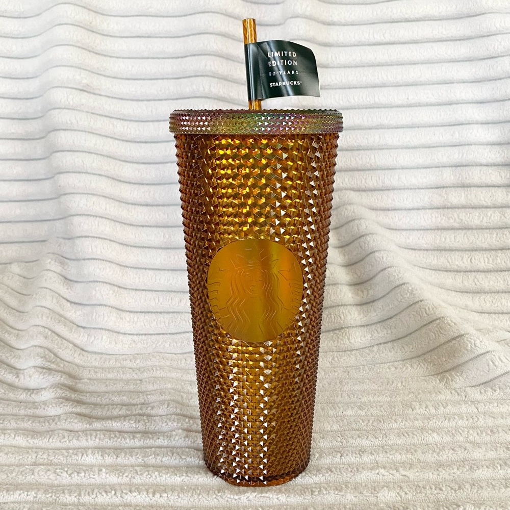 Starbucks Limited Edition 50 Years Anniversary Gold Bronze Studded Venti Tumbler